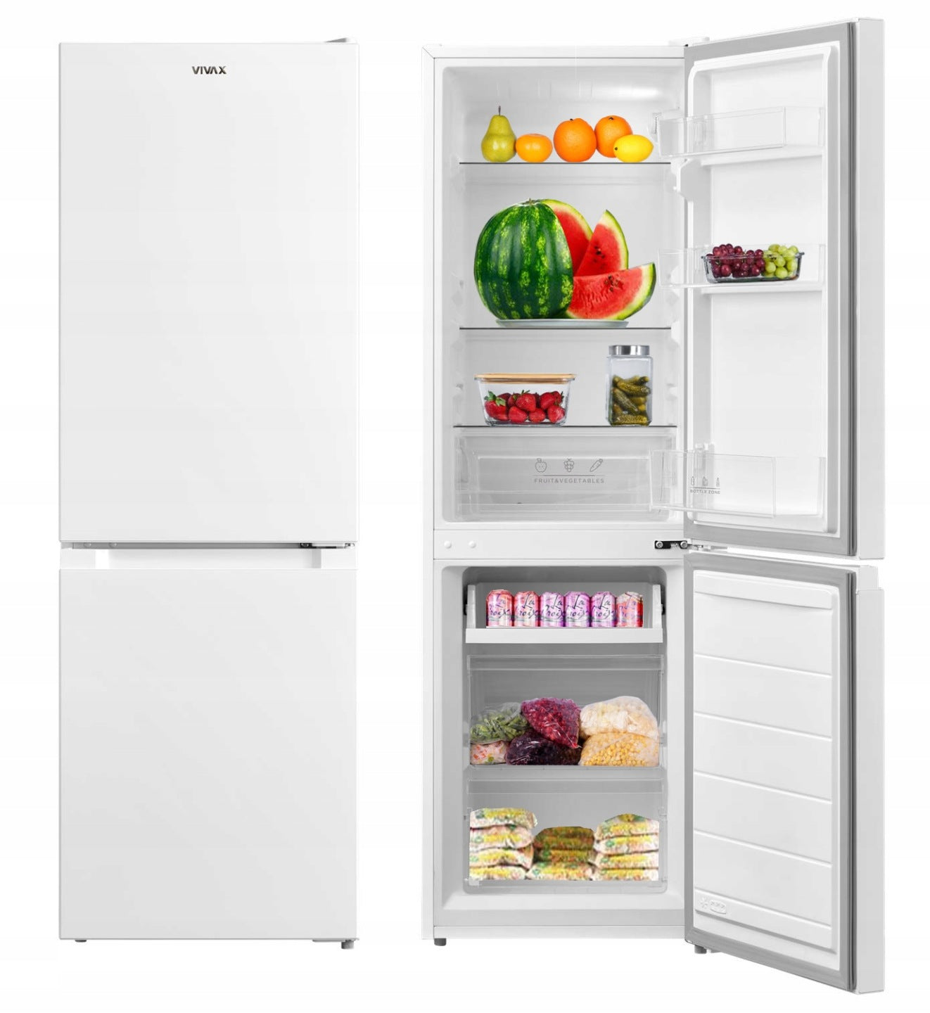 Vivax Lodówka Lodówko Zamrażarka Chłodziarka 152cm 174L Biała 39dB Low Frost
