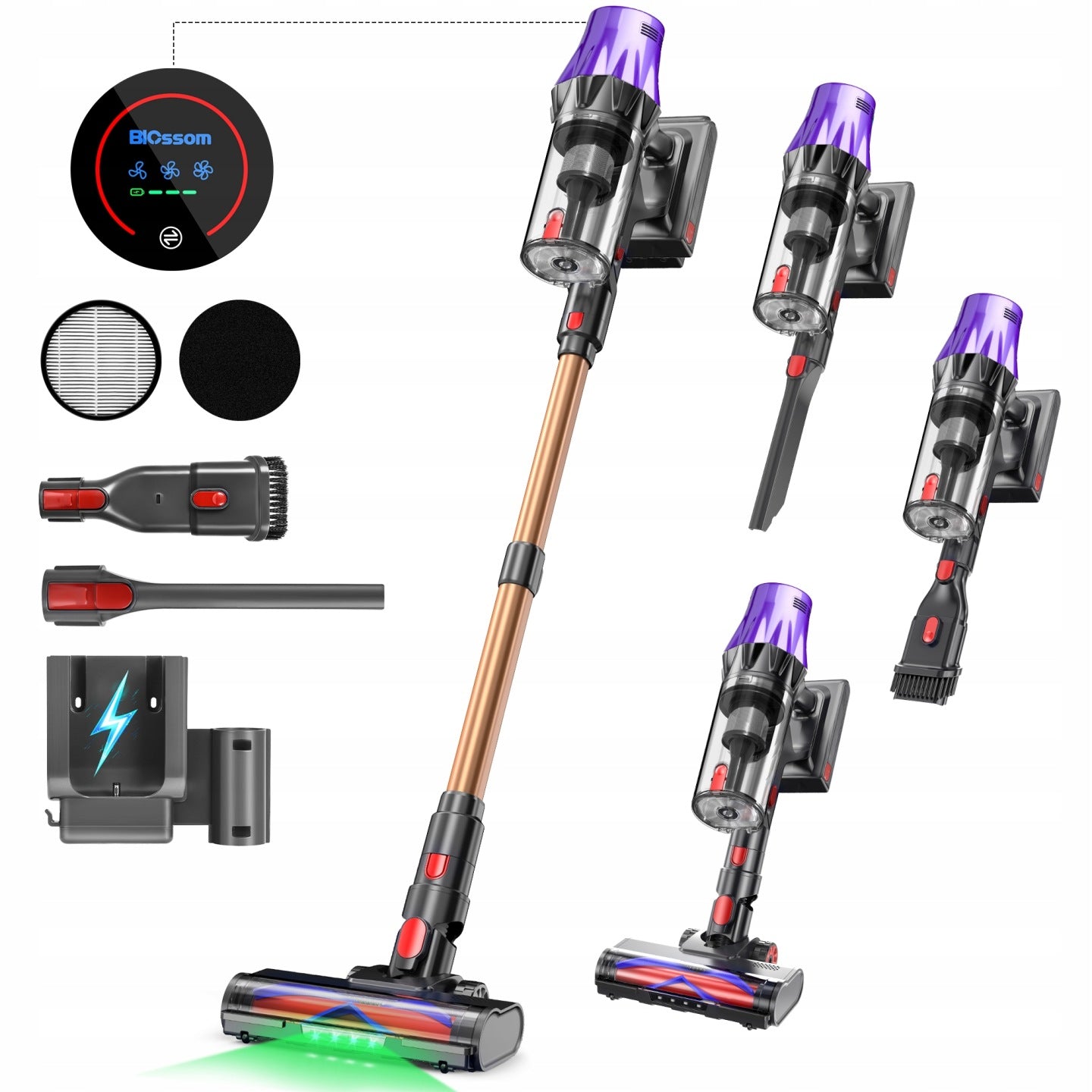 Mocne bezprzewodowe odkurzacze pionowe Blossom V20 650W 55000PA(Powerful Cordless Vertical Vacuum Cleaners Blossom V20 650W 55000PA/600 W)