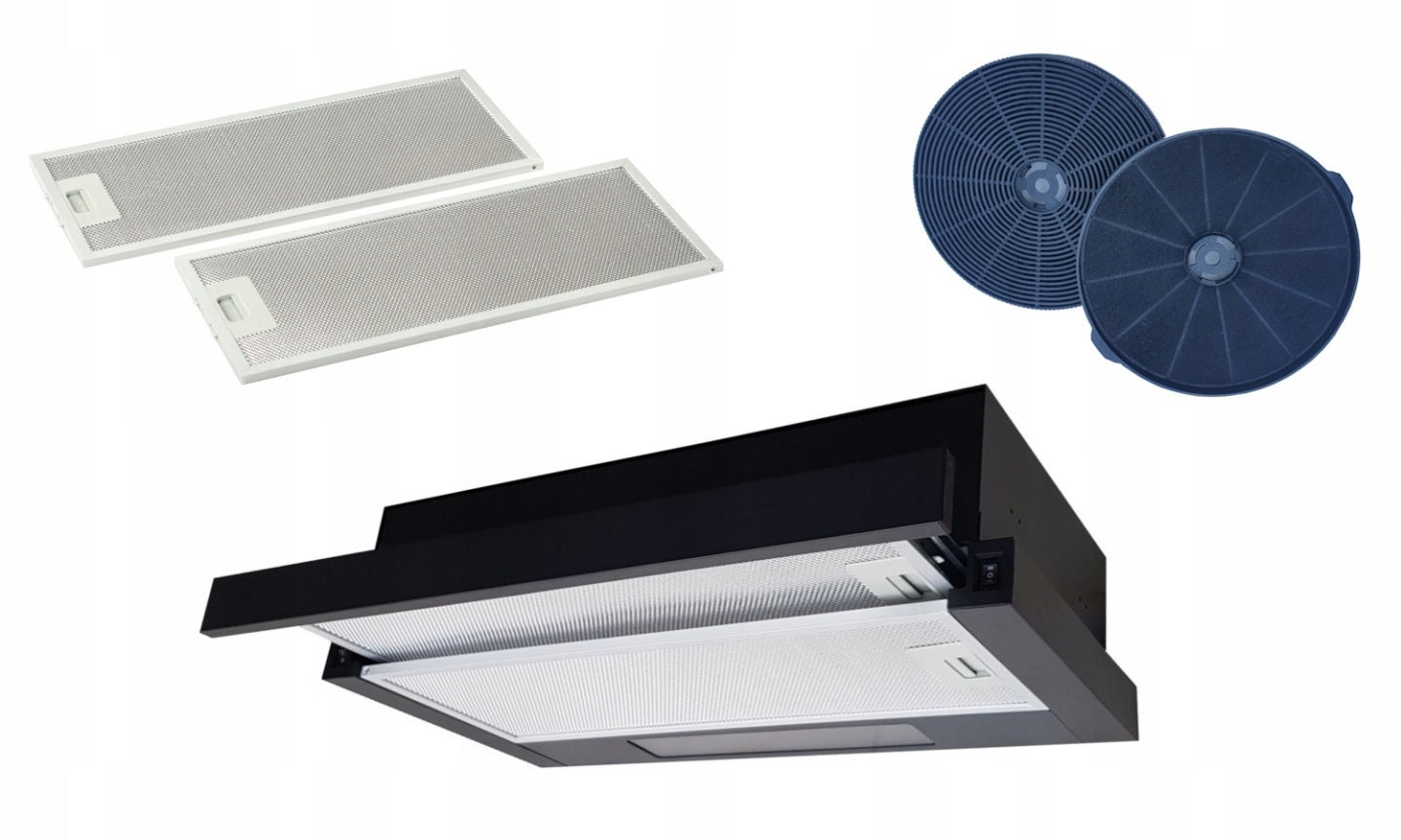 Okap kuchenny węglowy teleskopowy podszafkowy Arset Marin 50cm +FILTR, LED(49，5 cm)