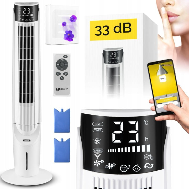 Yoer Klimator wodny przenośny Wentylator kolumnowy Cichy 33dB Yoer 6w1 ION AROMA(Klimator wodny przenośny Wentylator kolumnowy Cichy 33dB Yoer 6w1 ION AROMA')
