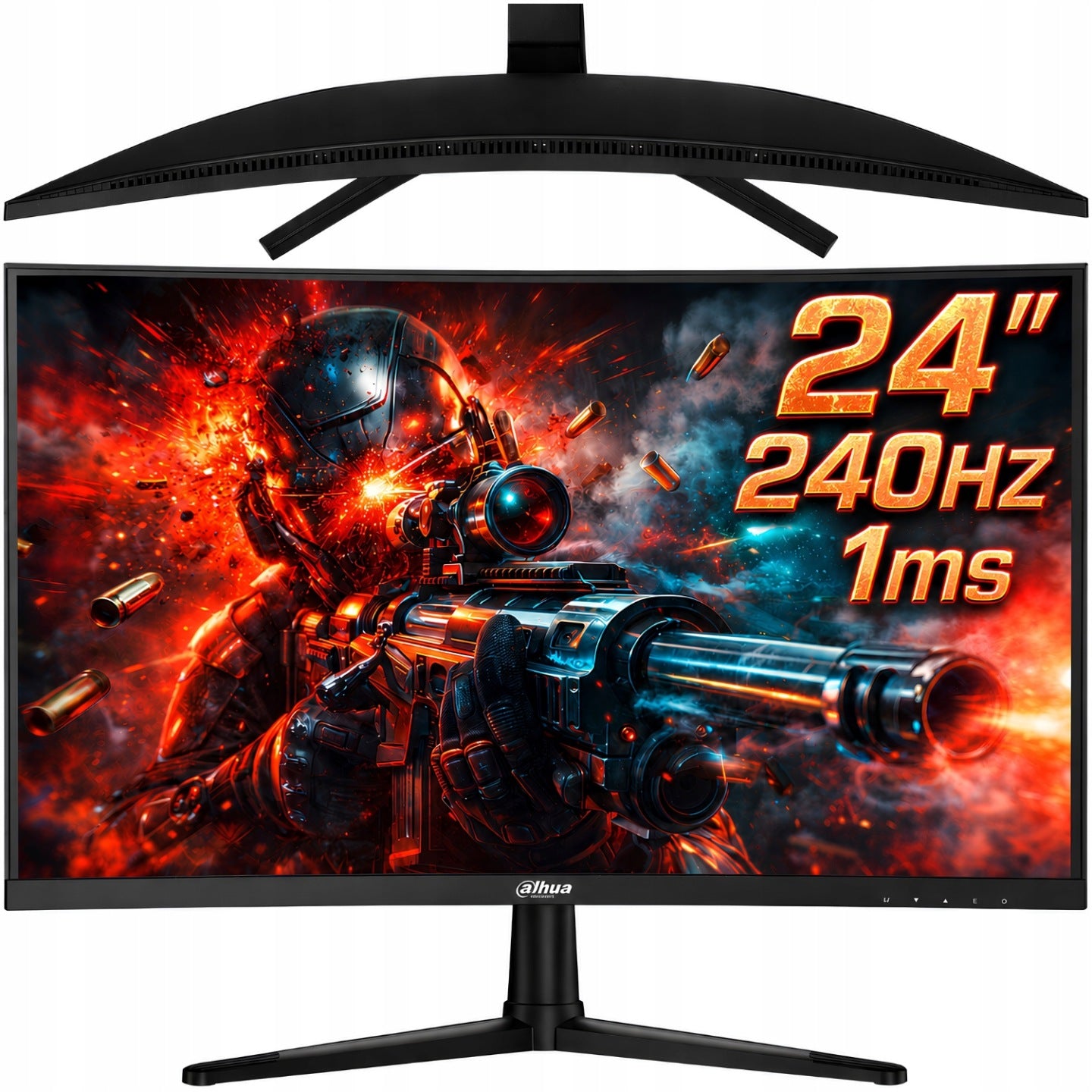 Dahua Monitor Gamingowy Zakrzywiony Bezramkowy 24 Cale DAHUA 240HZ 1MS DP HDR10+