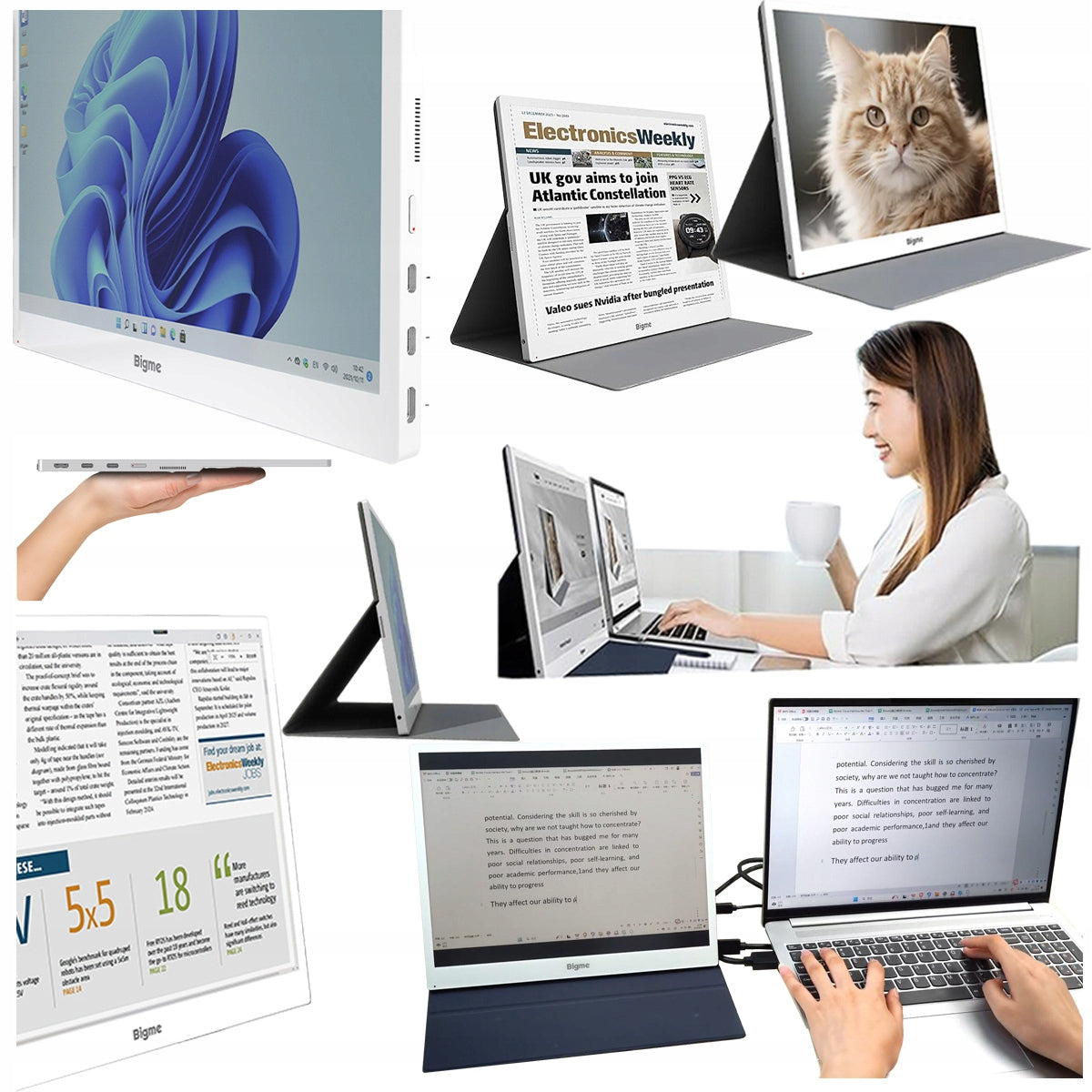 Monitor przenośny 13,3 KOLOROWY do LAPTOPA TELEFONU e-ink BIGME B13